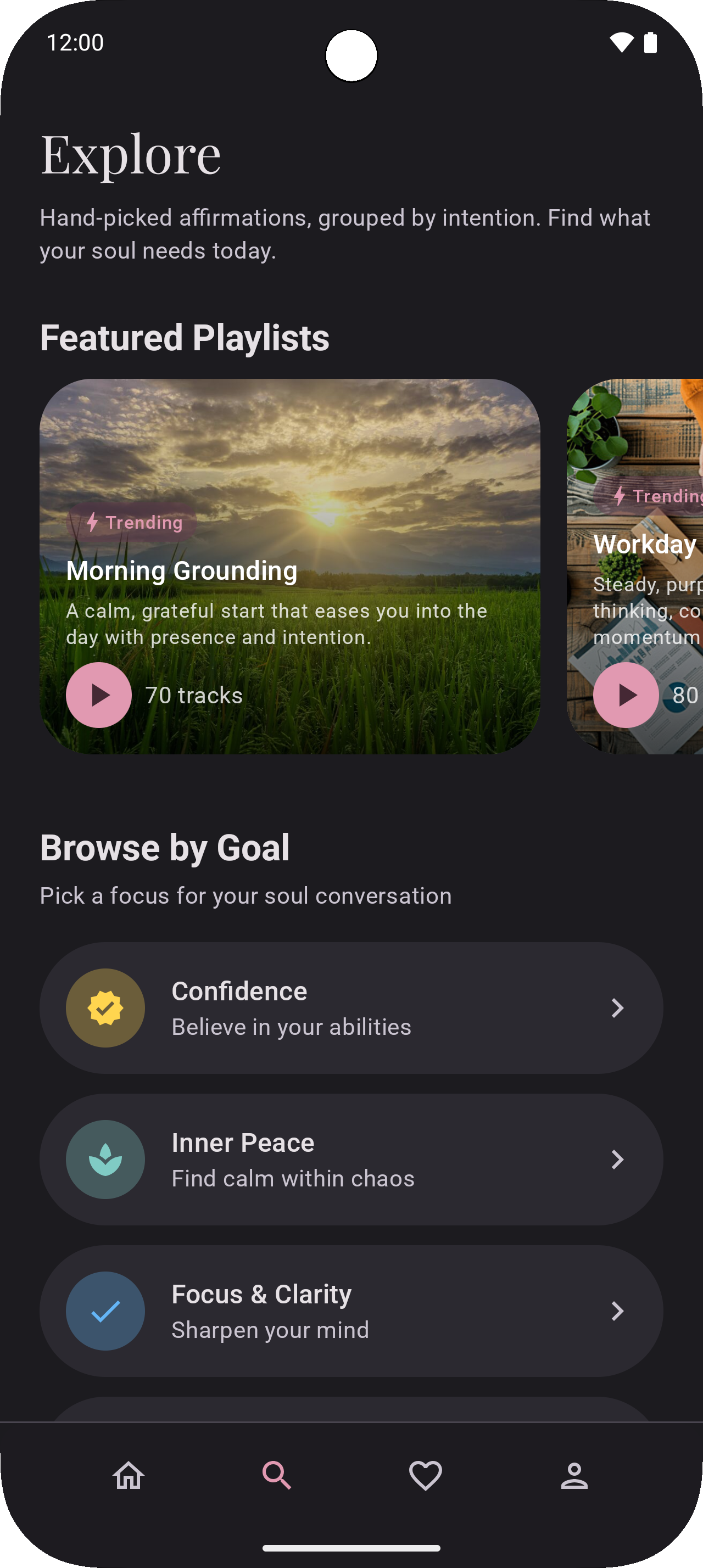 SoulSpeak explore screen